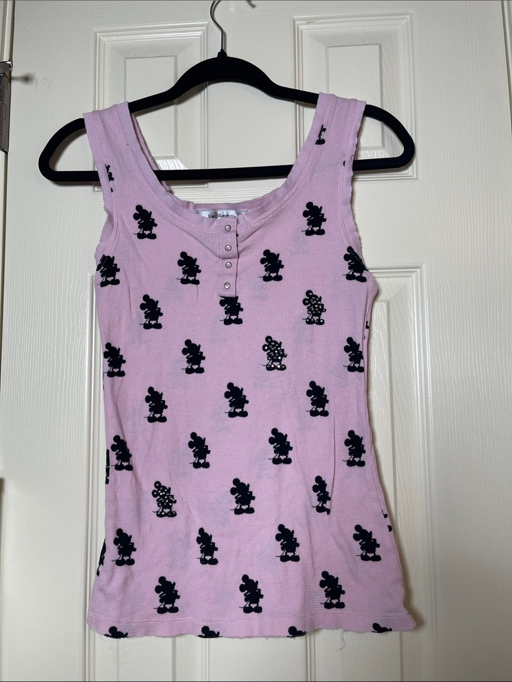 Light Pink Sleeveless Tank Top with Black Character Print